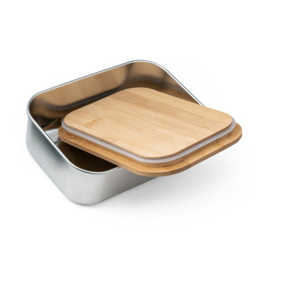 SHINO. Lunch Box. Stainless steel lunch box with bamboo lid